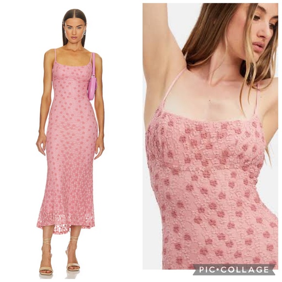 Bardot Kiali Mesh Midi Dress 6 Pink Multi - Picture 1 of 8